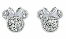 1.50 Ct Round Cut Diamond Minnie Mouse Stud Earrings Women&#39;s 14K White Gold Over - £71.21 GBP