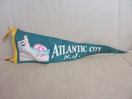 Vintage 1950s Atlantic City NJ Pennant Flag Beach Scene Jersey Shore - $54.82