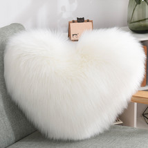 Throw Pillows Heart Shape Long Plush Fluffy Shaggy Cushion Cover Sofa Cushions D - £13.19 GBP+