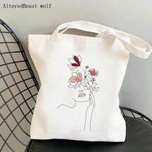 2021 Shopper Woman face one line art Printed Tote Bag women Harajuku shopper han - £117.78 GBP