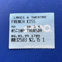 French Kiss Lakes 6 AMC Movie Theatre Ticket Stub Meg Ryan Vintage June ... - $13.49