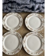 ROSANNA Christmas DECK THE HALLS Set of 4 Dinner Plates White Gold 10.25... - $33.66