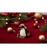 Christmas Penguin Brooch, Vintage Figural Pin - $24.99