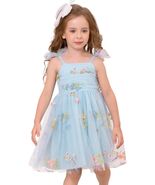 Floral Embroidered Tutu Dress Toddler Girls Bowknot Sleeveless Blue Size... - €13,08 EUR