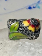 Floral ring leaves marcasites band size 8.50 sterling silver women girls - $67.32