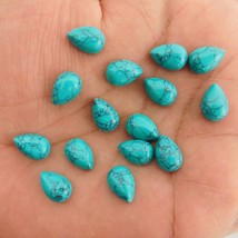 7x10 mm Pear Lab Created Blue Turquoise Cabochon Loose Gemstone Lot 100 pcs - £19.33 GBP