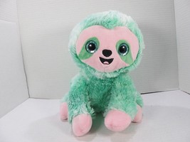 Spark Create Imagine Green Teal Sloth Sparkle Eyes Plush Stuffed Animal Toy - $11.30