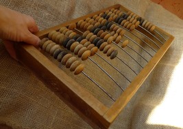 Old USSR Soviet Latvia BIG Wooden ABACUS VTG Retro calculator counting accountin - £19.42 GBP