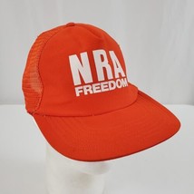 Vintage NRA Freedom Trucker Hat Cap Snapback Orange National Rifle Assoc... - £12.76 GBP