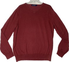 J. Crew Maroon Sweater V Neck  Large Long Sleeve 50% Cotton 50% Cashmere - £22.34 GBP
