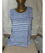 Women&#39;s Sleeveless Cotton Small Tank Top in Blue and White  - NEW! - £5.34 GBP