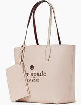 Kate Spade Large Reversible Leather Tote Pale Pink Pouch Burgundy K4742 NWT FS - £97.77 GBP