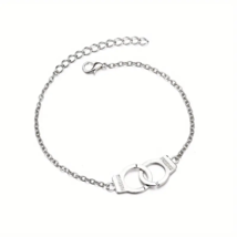 Silvertone Single Layer Handcuff Chain Anklet Bracelet - New - £11.87 GBP