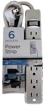 6-Outlet Power Strip ~ 4 Ft Extension Cord ~ Grey &amp; White CHEVRON ~ Flat... - £14.91 GBP