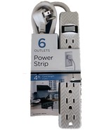 6-Outlet Power Strip ~ 4 Ft Extension Cord ~ Grey &amp; White CHEVRON ~ Flat... - £14.71 GBP