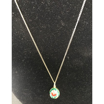 STERLING SILVER VERMEIL GUILLOCHE ENAMEL EGG WITH TULIPS PENDANT ON CHAI... - $88.80