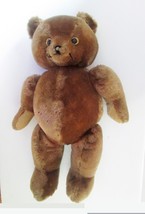 1940s era Vintage 18&quot; Character Novelty Co Teddy Bear Brown Mohair 5 jointed - £39.30 GBP