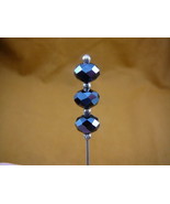(u70-46) Black faceted glass 3 bead silver hatpin Pin hat pins love hats... - €8,92 EUR