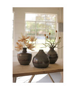 Kalalou 14 in. Vases with Raw Metal &amp; Copper Detail - Set of 3 - $359.68 CAD