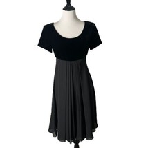 Gillian Women Black Velvet Dress Vintage Pleated Formal Flare Semi Forma... - £23.35 GBP