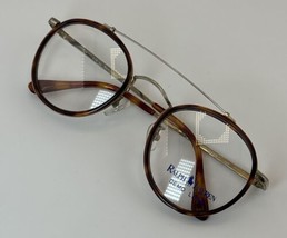 Vintage POLO RALPH LAUREN 536 Eyeglass 90s Round Eyewear Tortoise Antique Gold - £185.43 GBP