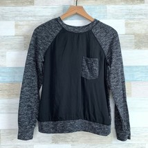 Lou &amp; Grey Space Dye Raglan Sweatshirt Tee Black Gray Mixed Media Womens XS - $17.81