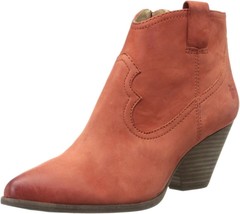 Frye Reina Ankle Booties Boots Leather Zipper Women&#39;s Size 5.5M Coral - £167.06 GBP