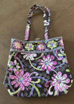 Vera Bradley Women&#39;s Purple Punch Purse Shoulder Tote Bag Toggle Closure - $23.12