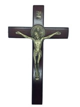 St.Benedict Medal Crucifix Jesus Wood Cross Cruz de San Benito Protectio... - £18.99 GBP