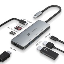 Usb C Hub, Usb C Dongle Adapter With 8K Hdmi, 10Gbps Usb C And 2 Usb A Data Port - £56.05 GBP