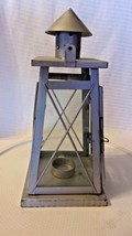 Silver Metal Lighthouse Tabletop Tea Light Candle Holder Lantern Style - £40.09 GBP
