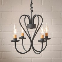 Georgetown 4 Arm Chandelier Textured Black Irvins Tinware Country Primitive - £209.60 GBP