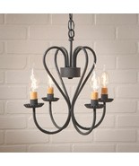Georgetown 4 Arm Chandelier Textured Black Irvins Tinware Country Primitive - £205.90 GBP