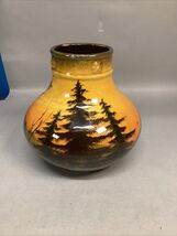 Vintage Majolica Vase Schramberg Landscape - Trees &amp; House - $19.79