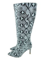 Steve Madden Kinga Blue Snakeskin Faux Leather Pull On Tall Boots Sz 6 New SH03 - £80.82 GBP