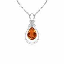 ANGARA 7x5mm Natural Citrine Infinity Pendant with Diamond &#39;X&#39; Motif in Silver - £113.67 GBP+