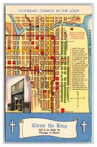 Christ the King Church Map Chicago Illinois IL UNP Unused  Linen Postcard U21 - $6.88