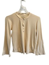 Madewell Womens Top GARMENT-DYED Thermal Henley Tee Cream Long Sleeve M - £14.57 GBP