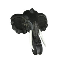 Scratch &amp; Dent Hand Carved African Elephant Bust Sculpture Wall Art Décor - £36.35 GBP