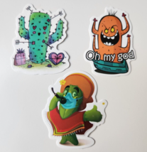 UNIQUE Cacti Sticker LOT  of 3 Love Cactus, Singing Cactus, Snarky Cactus - £3.04 GBP