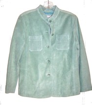 Charter Club Mint Green Genuine Suede Leather Jacket Size Medium - £46.90 GBP