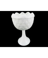 Milk Glass Compote Planter, Indiana Glass Diamond Quilt Pattern, Stemmed... - $20.03 CAD
