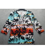 Chico&#39;s Tunic Top Women 1 Multi Palm Leaf Print 3/4 Sleeve V-Neck Casual... - $33.46 CAD