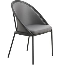 LeisureMod Charcoal Modern Dining Chair - Upholstered Faux Leather Accen... - $3,616.89 MXN
