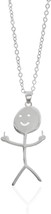 Personalized Funny Doodle Necklace Steel Smiley Middle Finger Pendant St... - £18.50 GBP