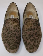 Jimmy Choo Leopard Print Suede Leather Ballerina Flats Women&#39;s Size 37.5 US 7.5 - £40.18 GBP
