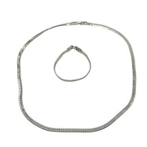 Napier Silver Tone Chain Link Patented Necklace Bracelet Set Mid Century - £22.69 GBP