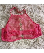 Victoria&#39;s Secret Halter Bralette Pink Lace Rhinestones SEXY BRA Sheer 36D - $884.57 MXN