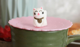 Set Of 4 Pink Maneki Neko Cat Reusable Silicone Coffee Tea Mug Cup Cover... - £11.84 GBP