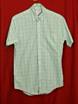 Brooks Brothers 346 Men&#39;s S Summer Green Blue Plaid Button Shirt SS Non ... - $28.00